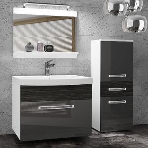 Kúpeľňový nábytok Belini Premium Full Version šedý lesk / eben kráľovský + umývadlo + zrkadlo + LED osvetlenie Glamour 33