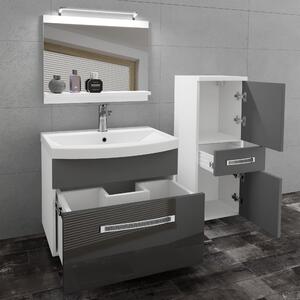 Kúpeľňový nábytok Belini Premium Full Version šedý lesk / šedý mat + umývadlo + zrkadlo + LED osvetlenie Glamour 34