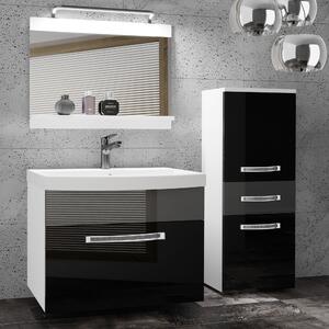 Kúpeľňový nábytok Belini Premium Full Version čierny lesk / šedý lesk + umývadlo + zrkadlo + LED osvetlenie Glamour 30