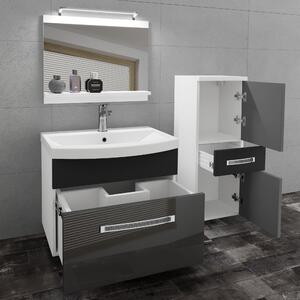 Kúpeľňový nábytok Belini Premium Full Version šedý lesk / čierny mat + umývadlo + zrkadlo + LED osvetlenie Glamour 32