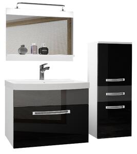Kúpeľňový nábytok Belini Premium Full Version čierny lesk / šedý lesk + umývadlo + zrkadlo + LED osvetlenie Glamour 30