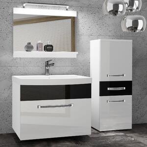 Kúpeľňový nábytok Belini Premium Full Version biely lesk / čierny lesk + umývadlo + zrkadlo + LED osvetlenie Glamour 27