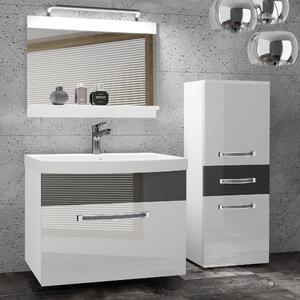 Kúpeľňový nábytok Belini Premium Full Version biely lesk / šedý lesk + umývadlo + zrkadlo + LED osvetlenie Glamour 28