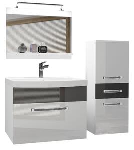 Kúpeľňový nábytok Belini Premium Full Version biely lesk / šedý lesk + umývadlo + zrkadlo + LED osvetlenie Glamour 28 Výrobca