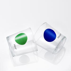 Súprava karafy a 2 pohárov United Colors of Benetton / 108 cl / 2x 35 cl / sklo s farebnými bodkami