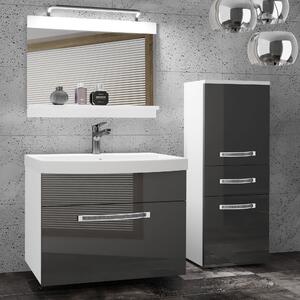Kúpeľňový nábytok Belini Premium Full Version šedý lesk + umývadlo + zrkadlo + LED osvetlenie Glamour 26