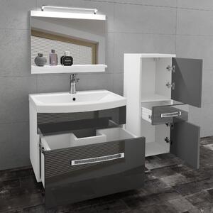 Kúpeľňový nábytok Belini Premium Full Version šedý lesk + umývadlo + zrkadlo + LED osvetlenie Glamour 26