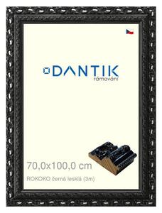 DANTIK rám na obraz 70x100 | ROKOKO černá lesklá (Plexi Čiré)