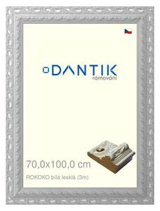 DANTIK rám na obraz 70x100 | ROKOKO bílá lesklá (Plexi Čiré)