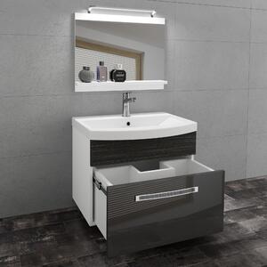 Kúpeľňový nábytok Belini Premium Full Version šedý lesk / eben kráľovský + umývadlo + zrkadlo + LED osvetlenie Glamour 14