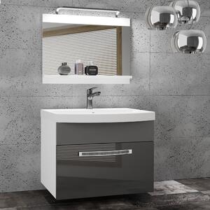 Kúpeľňový nábytok Belini Premium Full Version šedý lesk / šedý mat + umývadlo + zrkadlo + LED osvetlenie Glamour 15