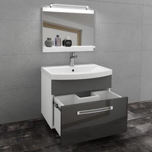 Kúpeľňový nábytok Belini Premium Full Version šedý lesk / šedý mat + umývadlo + zrkadlo + LED osvetlenie Glamour 15