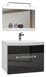 Kúpeľňový nábytok Belini Premium Full Version šedý lesk / čierny lesk + umývadlo + zrkadlo + LED osvetlenie Glamour 12 Výrobca