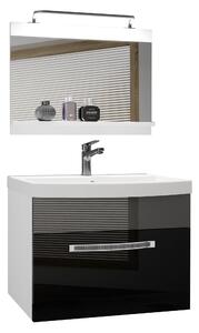 Kúpeľňový nábytok Belini Premium Full Version čierny lesk / šedý lesk + umývadlo + zrkadlo + LED osvetlenie Glamour 11