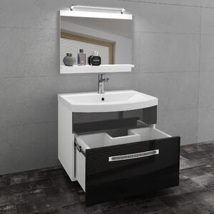 Kúpeľňový nábytok Belini Premium Full Version čierny lesk / šedý lesk + umývadlo + zrkadlo + LED osvetlenie Glamour 11