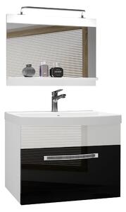 Kúpeľňový nábytok Belini Premium Full Version čierny lesk / biely lesk + umývadlo + zrkadlo + LED osvetlenie Glamour 10
