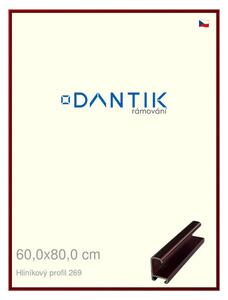 DANTIK rám na obraz 60x80 | ALU Červená Rubin broušená (Plexi Čiré)