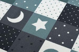 Detský metrážny koberec STARS tyrkus / sivý