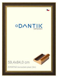 DANTIK rám na obraz 59,4x84 | ZVRATNÁ černozlatá plast (Plexi Čiré)