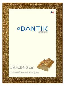 DANTIK rám na obraz 59,4x84 | ZVRATNÁ zdobná zlatá (Plexi Čiré)