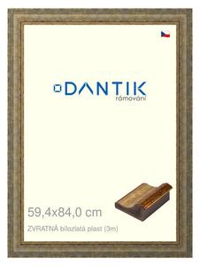 DANTIK rám na obraz 59,4x84 | ZVRATNÁ bílozlatá plast (Plexi Čiré)