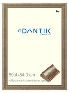 DANTIK rám na obraz 59,4x84 | KŘÍDLO malé stříbrné patina (Plexi Čiré)