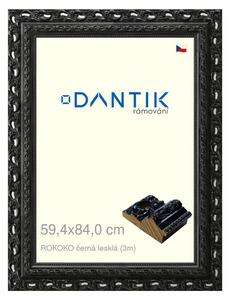 DANTIK rám na obraz 59,4x84 | ROKOKO černá lesklá (Plexi Čiré)