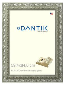 DANTIK rám na obraz 59,4x84 | ROKOKO stříbrná házená (Plexi Čiré)