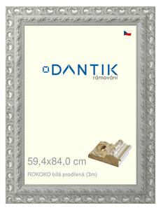 DANTIK rám na obraz 59,4x84 | ROKOKO bílá prodřená (Plexi Čiré)