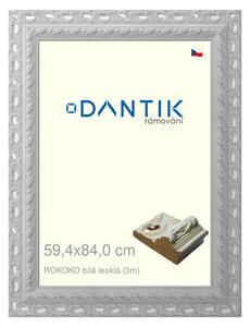 DANTIK rám na obraz 59,4x84 | ROKOKO bílá lesklá (Plexi Čiré)
