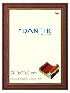DANTIK rám na obraz 50x70 | ANGLIE hnědá Au linka (Plexi Čiré)
