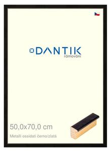 DANTIK rám na obraz 50x70 | Metalli oidati černozlatá (Plexi Čiré)