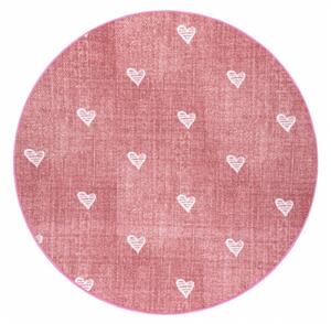 Koberec HEARTS kruh Jeans - ružový