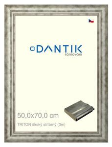 DANTIK rám na obraz 50x70 | TRITON široký stříbrný (Plexi Čiré)