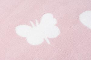 Detský koberec PINKY T629A Butterfly ružový