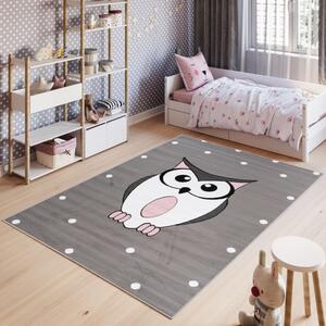 Detský koberec PINKY DF01A Owl sivý