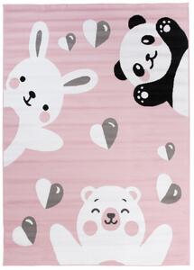 Detský koberec PINKY DE78A Bear Panda Rabbit ružový