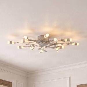 Lindby Stropné LED svetlo Bolonia, mosadz/biela, Ø 80 cm, Mosadz / zlato, Obývacia izba / jedáleň, kov, Vidiecky / Rustikálny, Stropné svetlo