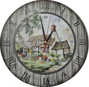 Hodiny na stenu z dreva, nástenné hodiny vintage I SENTOP HDFK003 fi 30 cm