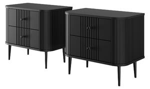 Nočné stolíky Vespera 56 cm - 2 ks - čierna / čierne nožičky