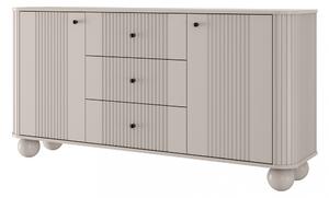 Komoda Vespera 160 cm so zásuvkami - kašmírová / čierna / kašmírové nohy