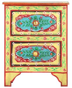 Ručne maľovaný nočný stolík 40x30x50 cm mangovníkový masív