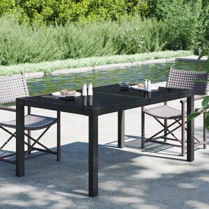 Záhradný stôl 150x90x75 cm tvrdené sklo a polyratan čierny