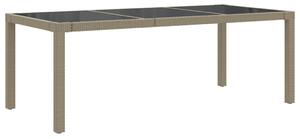 Záhradný stôl béžový 190x90x75 cm tvrdené sklo a polyratan