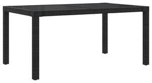 Záhradný stôl 150x90x75 cm tvrdené sklo a polyratan čierny