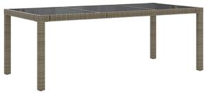Záhradný stôl sivý 190x90x75 cm tvrdené sklo a polyratan