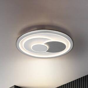 Stropné LED svetlo Ruiz I, biela/strieborná, Ø 48 cm,, Biela / opálová, Obývacia izba / jedáleň, kov, Závesné svietidlo