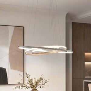 Lucande LED závesné svietidlo Ezana, nikl, kov, Ø 80 cm, Hliník / sivá / zinok, Obývacia izba / jedáleň, kov, Moderný, Závesné svietidlo
