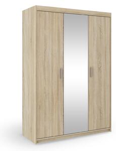 Šatníková skriňa so zrkadlom Elenas 3D 133 x 190 x 53 cm - dub sonoma