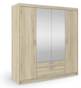 Šatníková skriňa so zrkadlom Elenas 4D 176 x 190 x 53 cm - dub sonoma